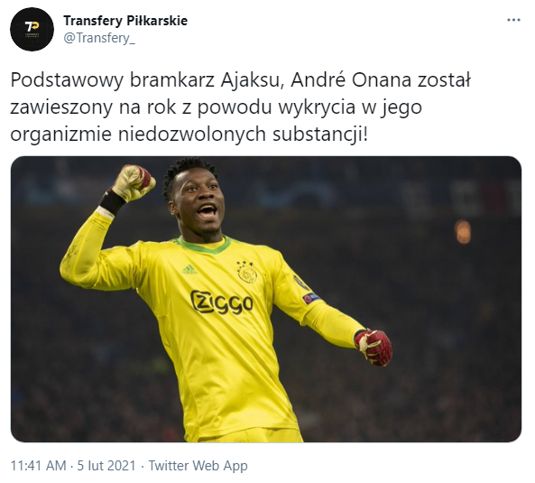 PODSTAWOWY PIŁAKRZ AJAKSU ZAWIESZONY ZA DOPING!